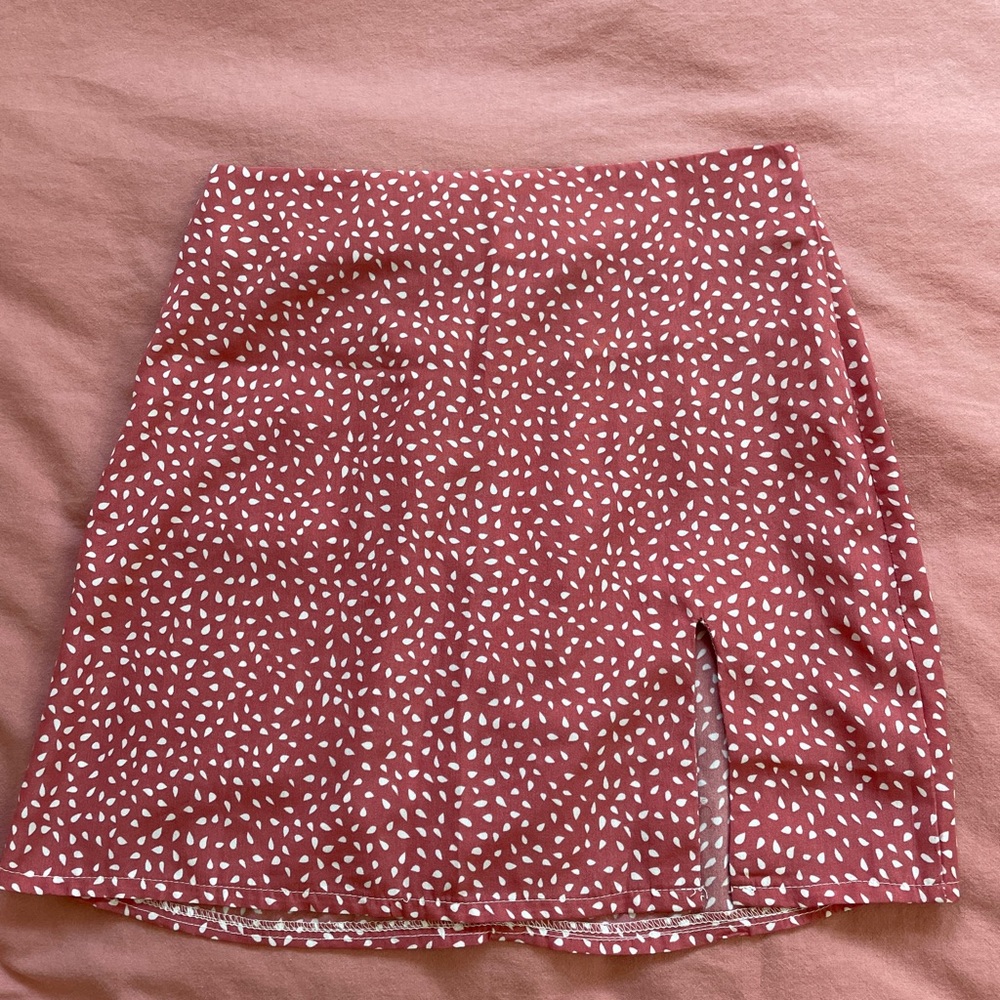 Pink Dotted Mini Skirt